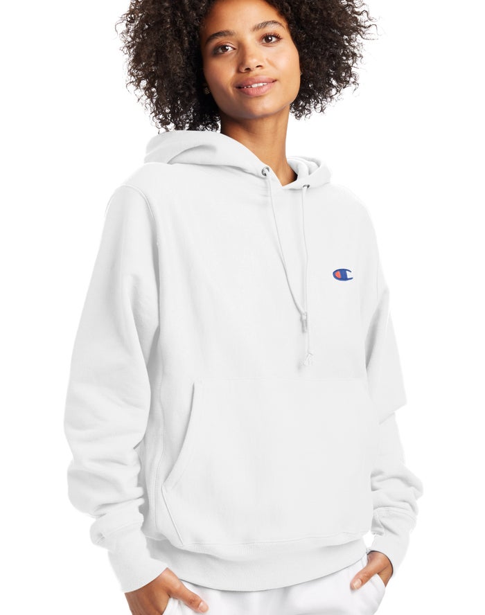 Champion Reverse Weave Boyfriend Hoodie Dames - Wit - Belgie 9236LCVYJ